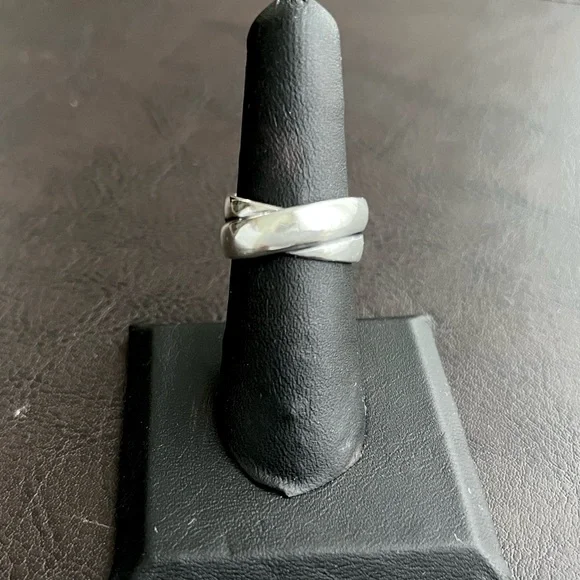 Retired James Avery sterling silver double band crossover ring Size 6.5 - Picture 9 of 13